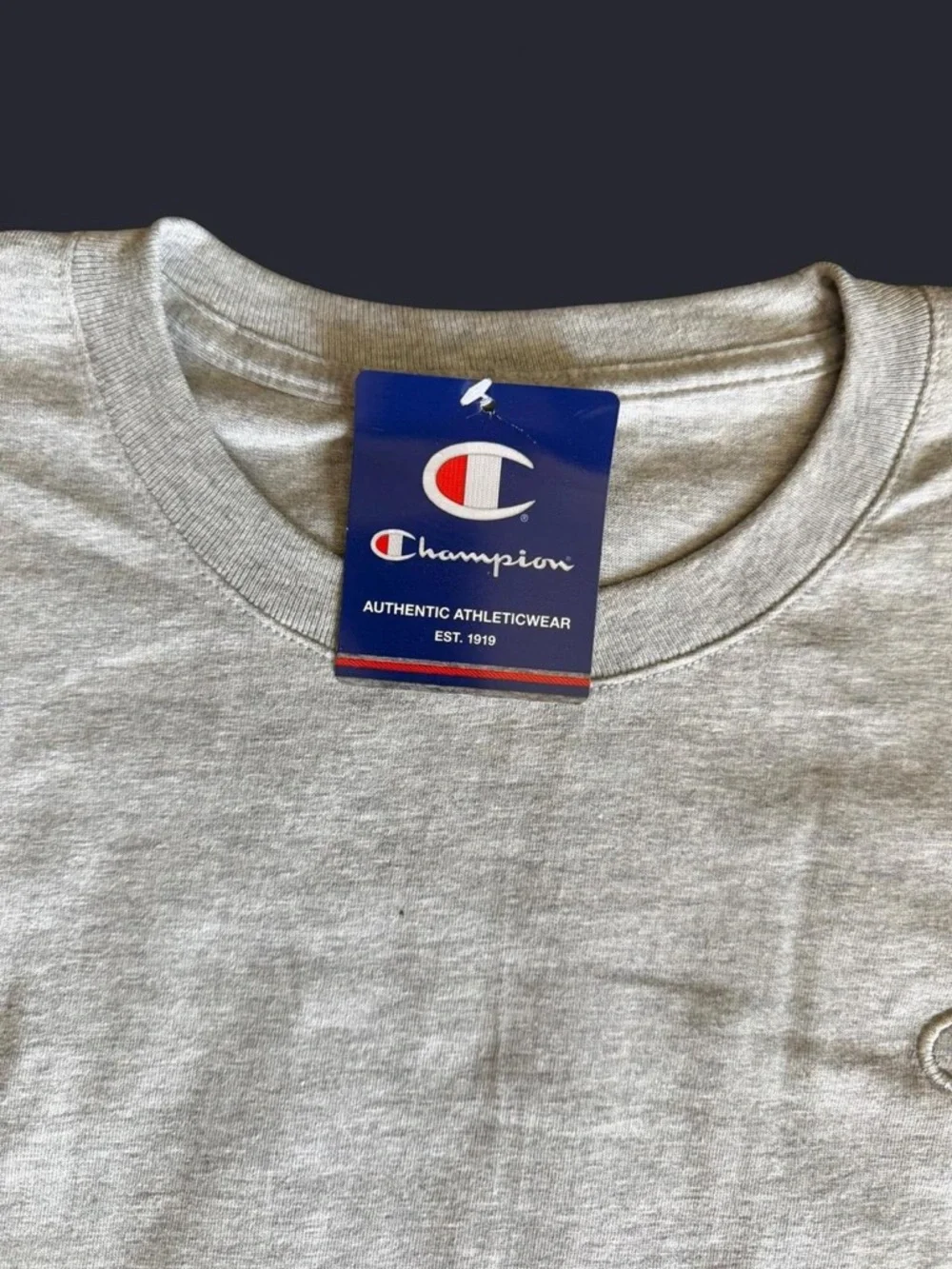NWT Champion Oxford Gray Classic Jersey T-Shirt Men’s Medium C Logo - Picture 5 of 7